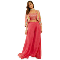 Soch Womens Fuchsia Embellished Tissue Co-Ord Set