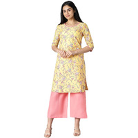 Aurelia Women's Polyester Kurta & Palazzo (22Onas13026-505121_Yellow_M)