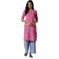 Aurelia Women's Polyester Kurta & Palazzo (22Onas13026-505120_Pink_Xs)