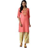 Aurelia Women's Cotton Blend Kurta & Culotte (22Onas13027-603833_Peach_M)
