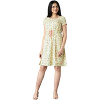 Aurelia Women's Viscose Fit And Flare Ankle Length Casual Dress (22Ona13062-505149_Yellow_M)