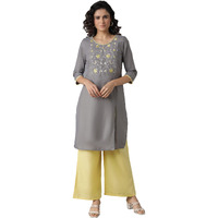 Aurelia Women's Cotton Blend Kurta & Palazzo (22Onas13039-603852_Grey_L)
