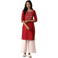 Aurelia Women's Cotton Blend Kurta & Palazzo (22Onas13039-603854_Maroon_M)
