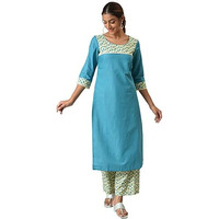 Aurelia Women's Cotton Kurta & Palazzo (22Onas13076-604044_Blue