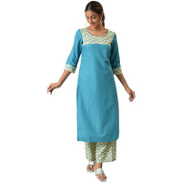Aurelia Women's Cotton Kurta & Palazzo (22Onas13076-604044_Blue