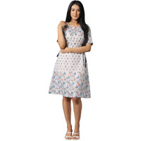 Aurelia Women's Polyester Fit And Flare Knee-Length Casual Dress (22Ona13252-505341_Grey