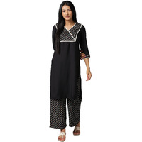 Aure Collection By Aurelia Charcoal Black Ethnic Kurta And Palazzo Set