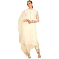 Soch Womens White Sequinned Embellished Brocade Suit Set