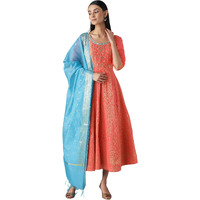 Aurelia Women's Polyester Blend Peach Bead Work Dress And Dupatta Set Calf Length (22Aud10333-703003_Pink_S)