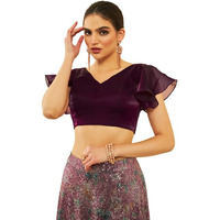 Soch Womens Wine Organza Flutter Sleeves Blouse With Princess-Line