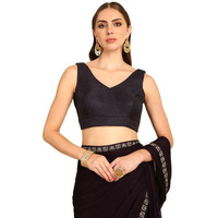 Soch Womens Navy Blue Textured Jute Princess Line Padded Blouse(8909058167241)