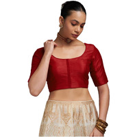 Soch Womens Red Art Silk Princessline Cut Padded Blouse