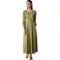 Aurelia Women's Cotton Fit And Flare Knee-Length Casual Dress (22Fea13331-505522_Green