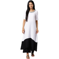 Aure Collection By Aurelia White Embroidered Kurta With Black Palazzo