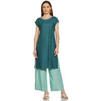 Aurelia Women's Viscose Kurta, Cullote (22Onas13268-604173_Blue