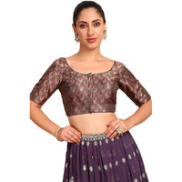 Soch Womens Grey Paisley Woven Design Silk Blend Padded Blouse