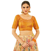 Soch Womens Mustard Silk Blend Paisley Embroidered Blouse