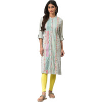 W For Woman Women's Cotton Blend Regular Kurta (22Few17468-312288_Light Blue_3Xl)