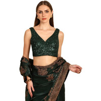 Soch Womens Green Sequinned Embellished Georgette Padded Blouse(8909058186891)