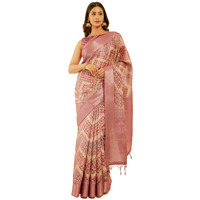 Soch Womens Blush Pink Zari Woven Chanderi Jacquard Saree
