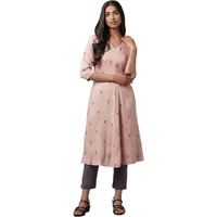 W For Woman Salmon Pink A-Line Kurta_22Few17672-118114_Xl
