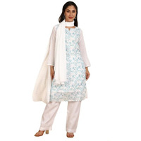 Soch Womens Blue Cotton Embroidered Unstitch Dress Material With Schiffli