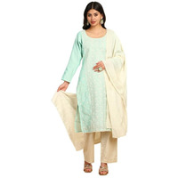 Soch Womens Turquoise Blue Chanderi Unstitched Dress Material With Sequins