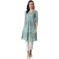 W For Woman Women's Cotton Regular Kurta (22Few17361-312102_Cameo Blue_S)
