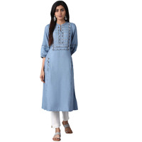 W For Woman Women's Rayon Regular Kurta (22Few13277