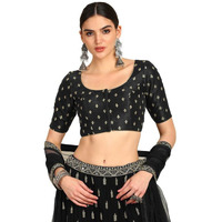 Soch Womens Black Zari Embroidered Art Silk Padded Blouse With Sequins