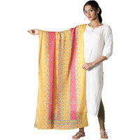 W For Woman Polyester Women Dark Yellow Printed Georgette Dupatta, Free Size