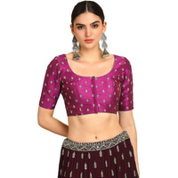 Soch Womens Fuchsia Zari Embroidered Art Silk Padded Blouse With Sequins