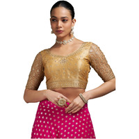 Soch Womens Gold Zari Embroidery Silk Blend Padded Blouse With Sequins