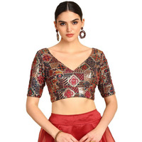 Soch Womens Teal Sequinned Embellished Georgette Padded Blouse