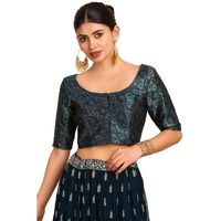 Soch Womens Teal Ethnic Motifs Woven Design Padded Blouse