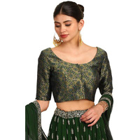 Soch Womens Light Green Woven Design Silk Blend Padded Blouse