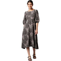 W For Woman Women's Rayon Dark Brown Paisley Print Maxi Dress Below The Knee (22Few17935-810230 M)