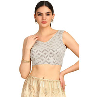 Soch Womens White Sequinned Embellished Georgette Padded Blouse