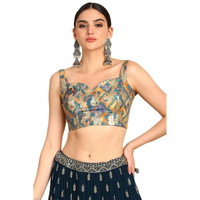 Soch Womens Turquoise Blue Sweetheart Neck Art Silk Padded Blouse