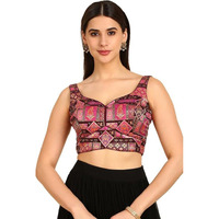 Soch Womens Wine Woven Design Sweetheart Neck Silk Blend Padded Blouse