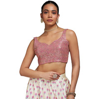 Soch Womens Blush Pink Sequinned Embellished Georgette Padded Blouse