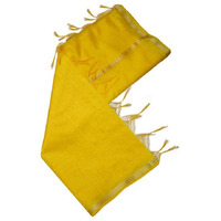 Soch Womens Yellow Zari Woven Border Solid Dupatta With Tassels