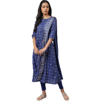 W For Woman Women's Polyester Kurta (22Fews17898-118987_Blue_Xs)