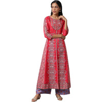 W For Woman Kurta & Parallel Pant_22Fews17919-119000_Xl Red