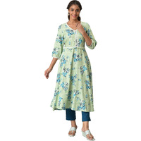 Aurelia Women's Viscose Regular Kurta (22Aua13369-505802_Green