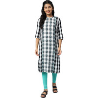 Aurelia Women White Dobby Geometric Yarn Dyed Straight Kurta_22Aua13347-702573_M