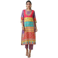 Soch Women's Poly Muslin Kurta Set (Ewa4Ks10423A_Purple