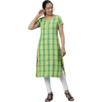 Aurelia Green Geometric Printed Printed Cotton-Rayon Blend Regular Kurta For Women