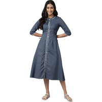Aurelia Women Denim Blue Denim Geometric Yarn Dyed Dress_22Aua13349-701335_S