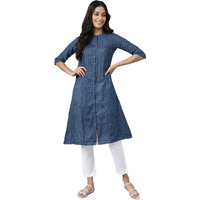 Aurelia Blue Geometric Printed Printed Cotton Regular Kurta For Women
